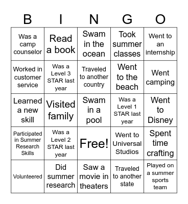 STAR Bingo Card