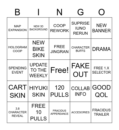 WUWA 3.6 LIVE Bingo Card