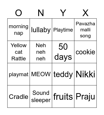 HELLO BABY! Bingo Card