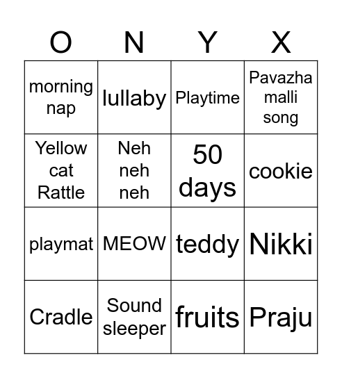 HELLO BABY! Bingo Card