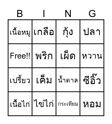 Chinese Bingo Card