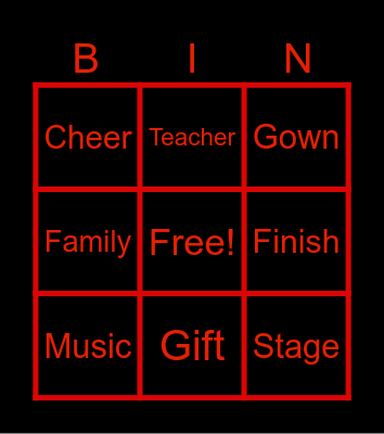 Graduation Bingo Card