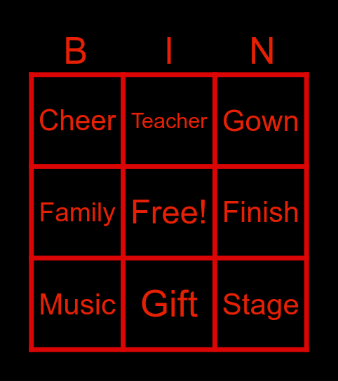 Graduation Bingo Card