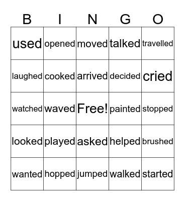 Regular Past Verbs BINGO Card