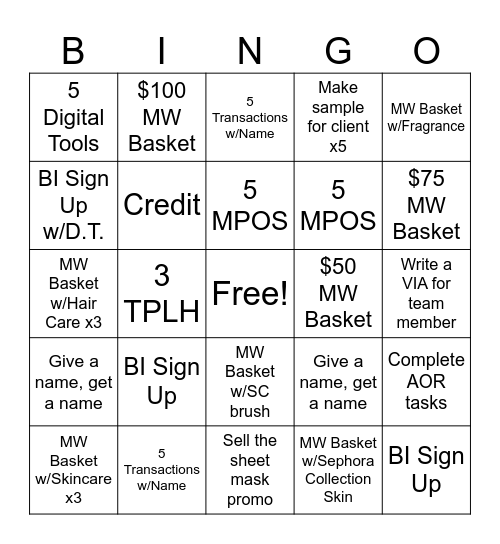 MW BINGO Card