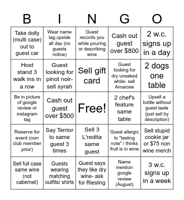 FAW STAFF Bingo Card
