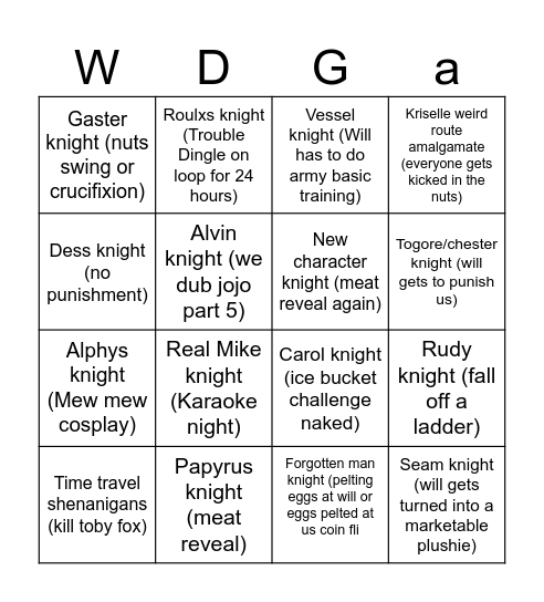 Deltarune Bingo Card