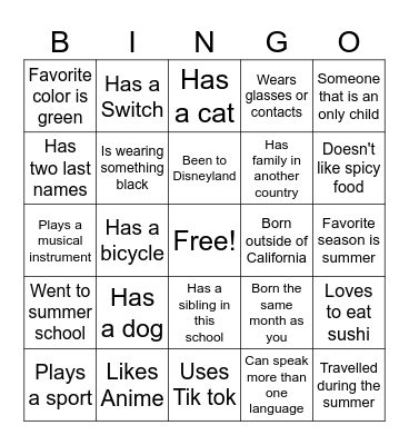 Bingo Card