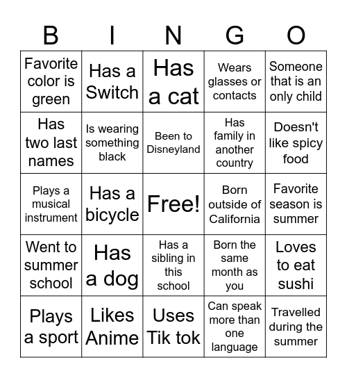 Bingo Card