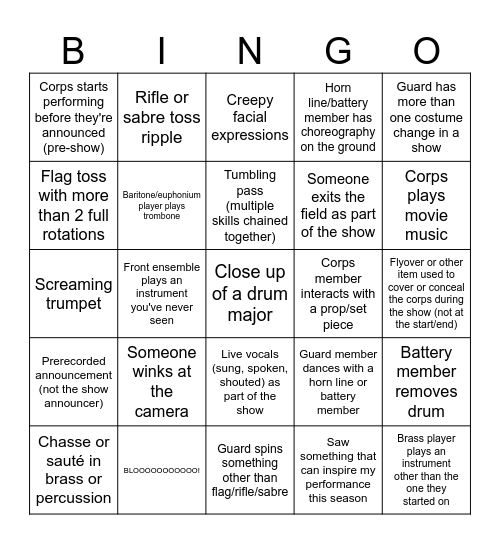 DCI Watch Party Bingo 2026 Bingo Card
