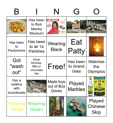 Jamaica Independence Bingo Card