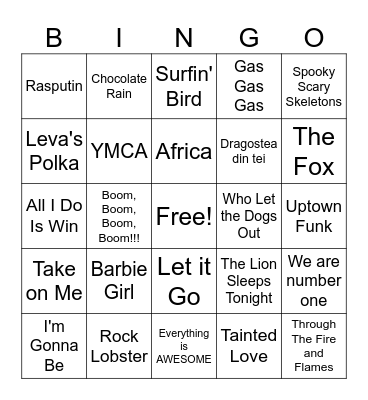 Trending Tunes Bingo Card