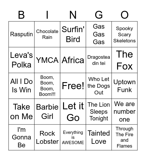 Trending Tunes Bingo Card
