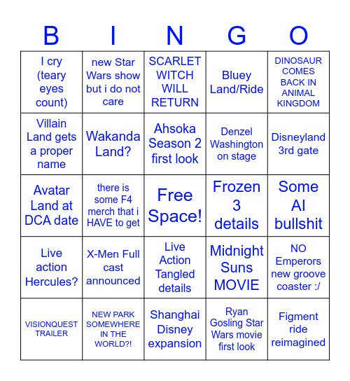2026 D23 Bingo Card