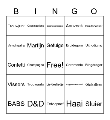 Lisa’s Bridal Shower Bingo Card