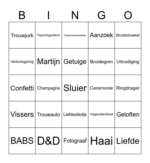 Lisa’s Bridal Shower Bingo Card