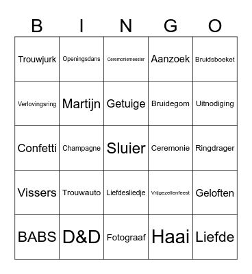 Lisa’s Bridal Shower Bingo Card