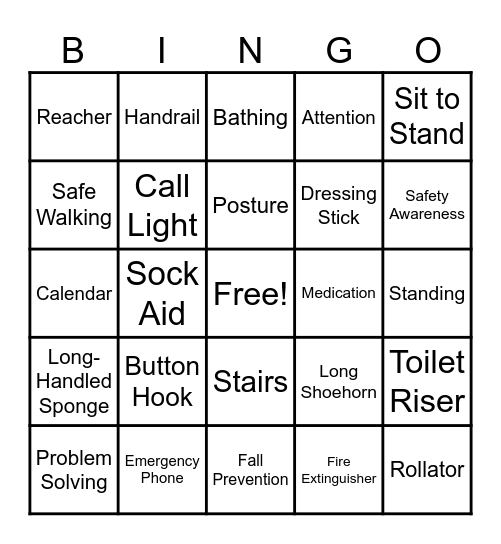 Therapy Bingo Card