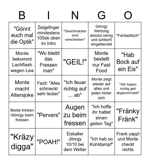 MONTE BINGO Card