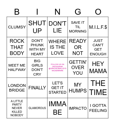BLACK EYED PEAS Bingo Card