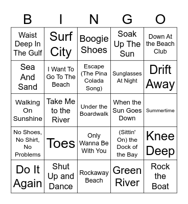 Take Me To The Beach Bingo Card
