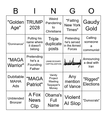 Truth Social Bingo Card