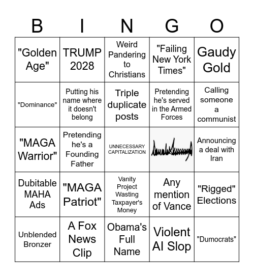 Truth Social Bingo Card