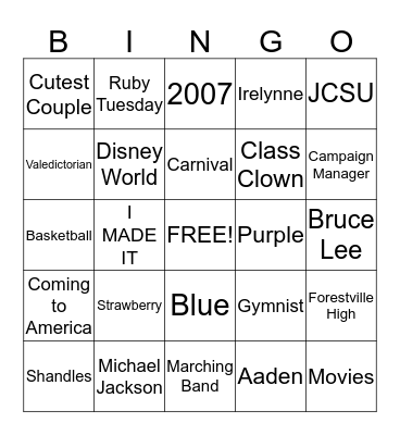 Bridal Shower Bingo Card