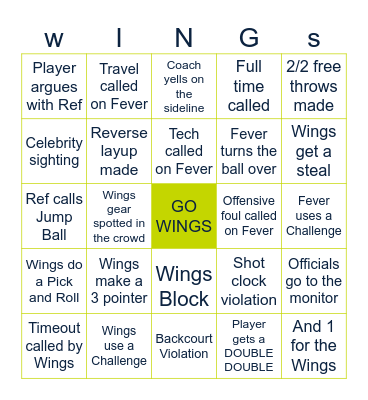 Basketball Bingo Card