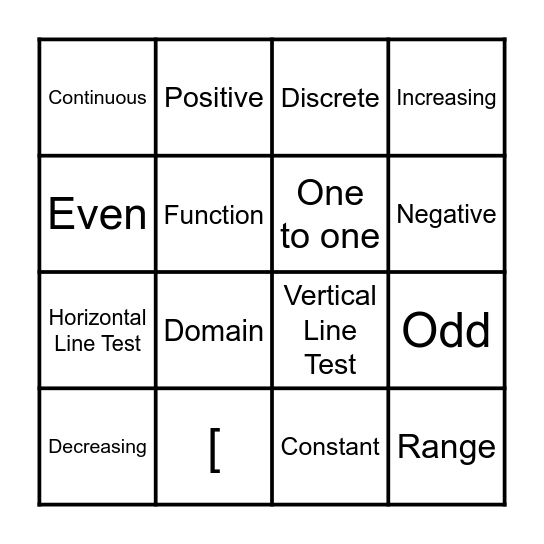 Vocab Review Bingo Card
