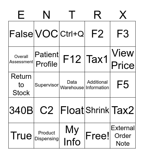 EnterpriseRx Bingo Card