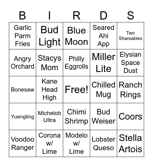 FIREBIRDS BINGO Card