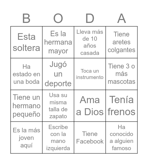 La Señora Diaz Bingo Card