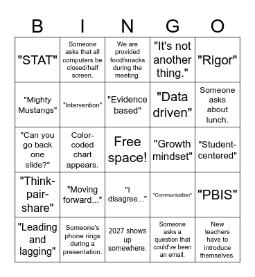 Secret Staff PD BingoSecret PD Bingo Rules  Keep your bingo card hidden from administrators throughout the presentation. Mark a square each time you hear or see something that matches your card. Get five squares in a row (across, down, or diagonally) to Bingo Card