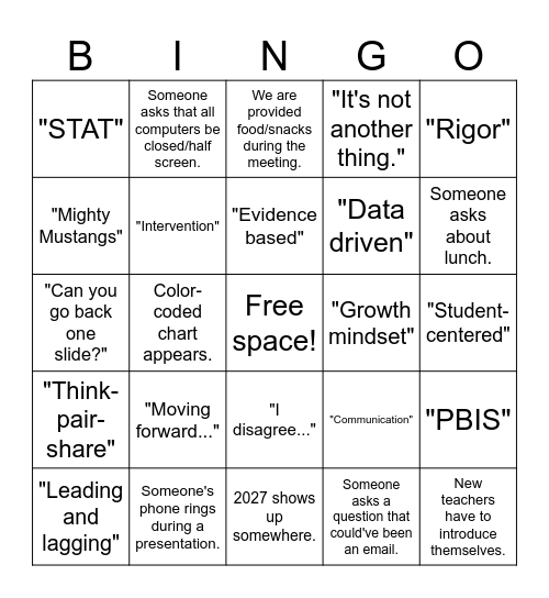 Secret Staff PD BingoSecret PD Bingo Rules  Keep your bingo card hidden from administrators throughout the presentation. Mark a square each time you hear or see something that matches your card. Get five squares in a row (across, down, or diagonally) to Bingo Card