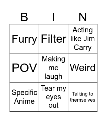 Cringe Bingo Card