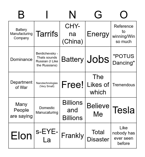 Sila Bingo Card