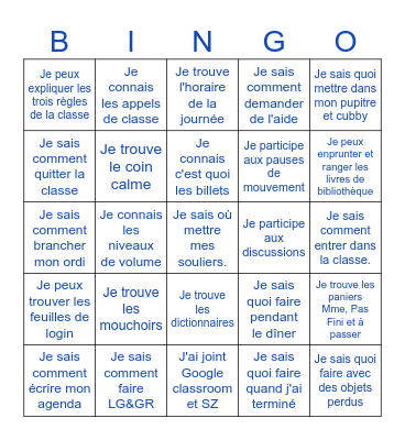 Salle 5 Bingo Card