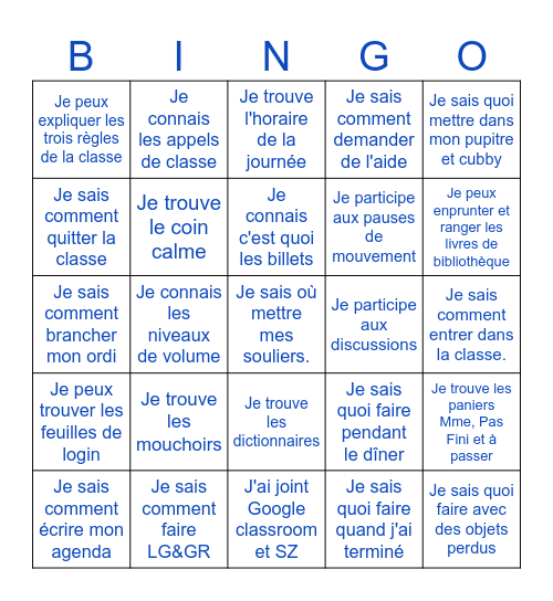 Salle 5 Bingo Card