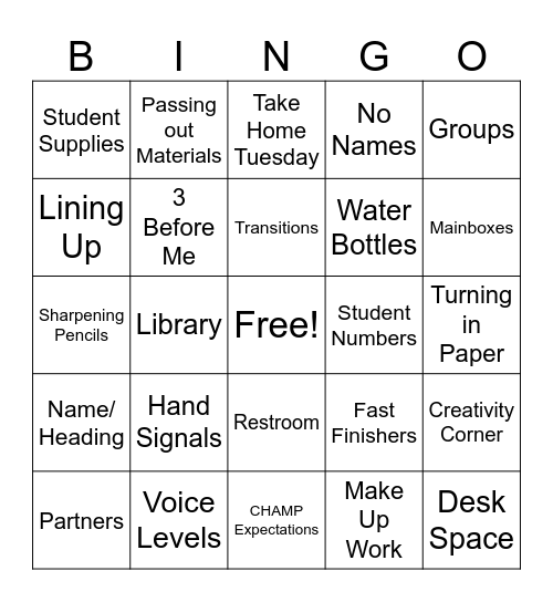 Untitled Bingo Card