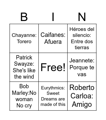 Bingo musical Bingo Card