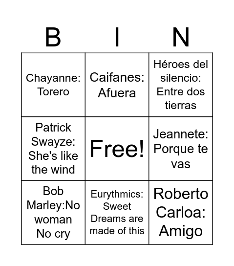 Bingo musical Bingo Card