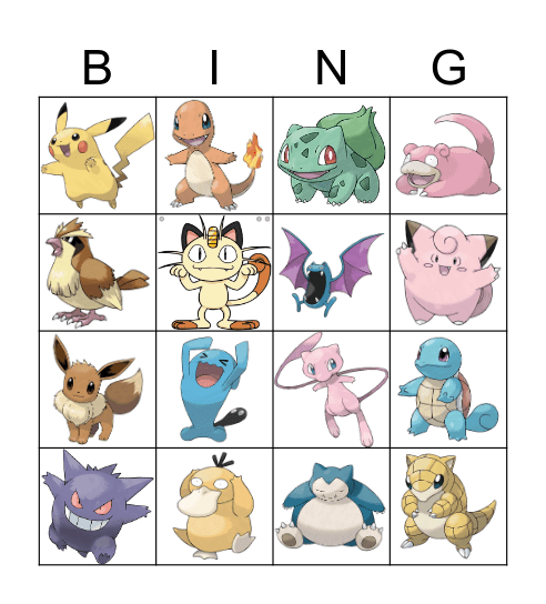 Pokemon Bingo Card