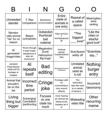 Remastered AI dino sludge (Concept by Fishstickonastick) Bingo Card