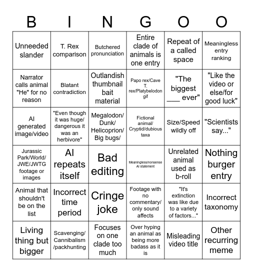 Remastered AI dino sludge (Concept by Fishstickonastick) Bingo Card