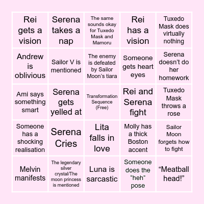 Sailor Moon Bingo! Bingo Card
