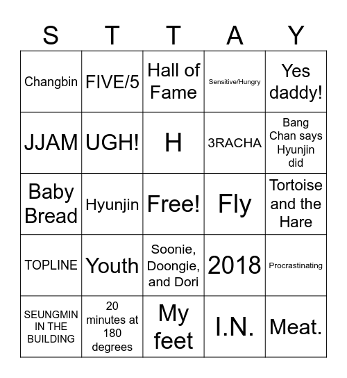 Stray Kids Trivia Bingo Card