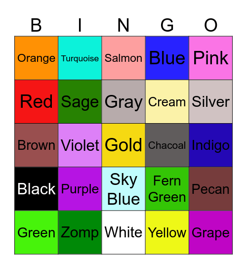 Color Bingo Card