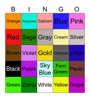 Color Bingo Card