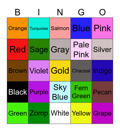 Color Bingo Card